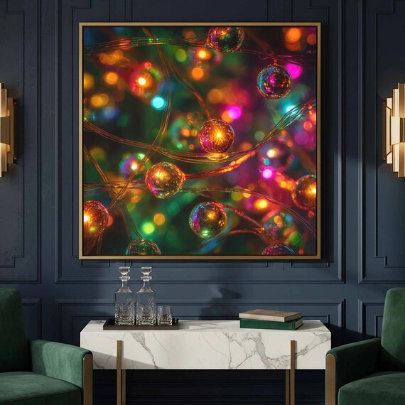 Christmas Lights Bokeh Colorful Glass Ornament Holiday Art Poster