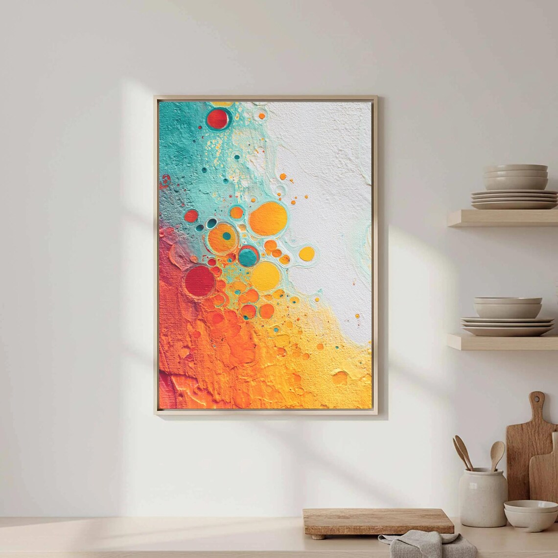 Abstract Orange Canvas Wall Art Modern Circular Print