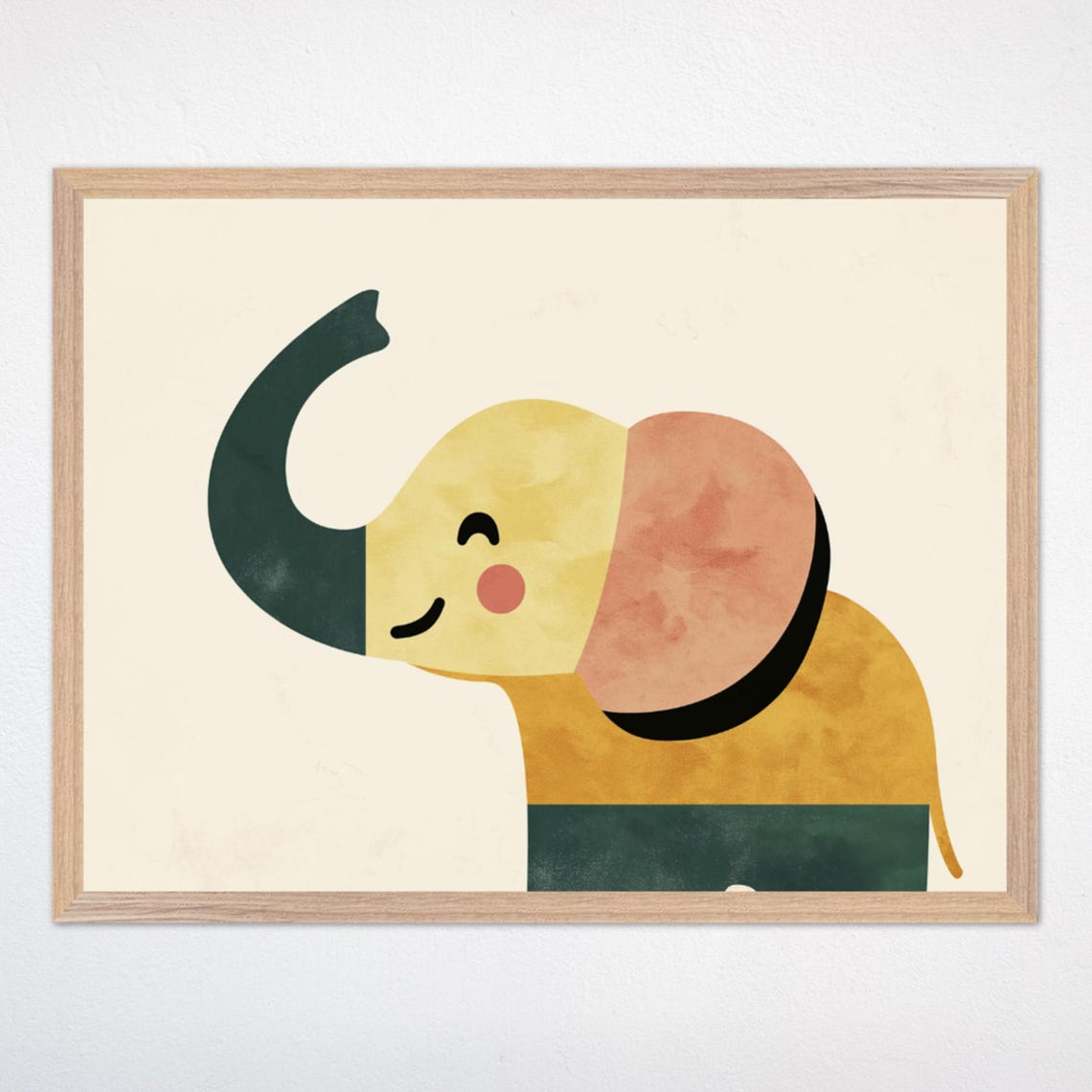 Geometric Elephant Trunk Raised Abstract Modern Nursery Poster