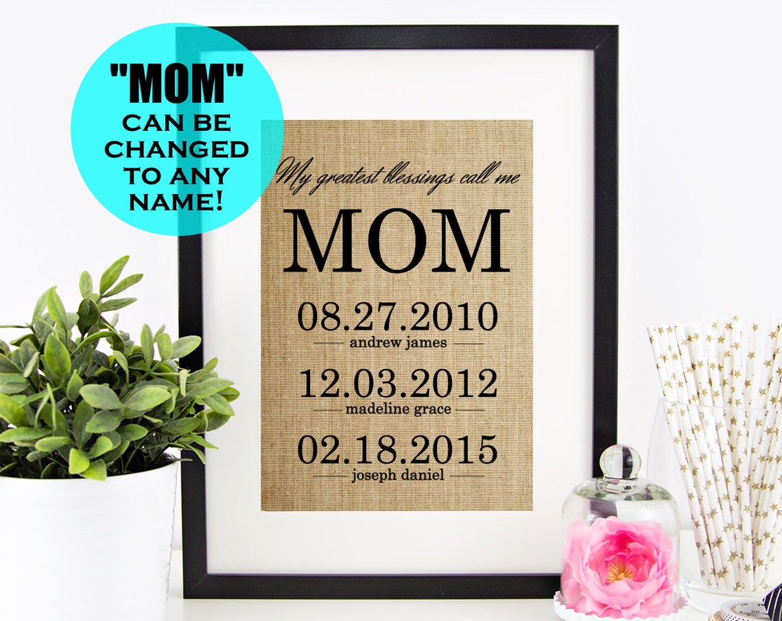My Greatest Blessings Call Me Mom Birth Dates Names Gift Wall Poster