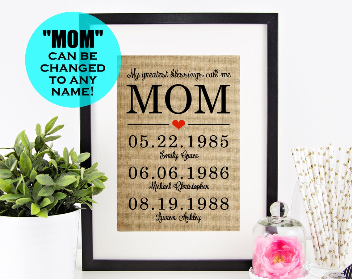 Nana Gift Mothers Day Personalized Dates Print Mothers Day Gift For Her Gift For Her Gift For Mama