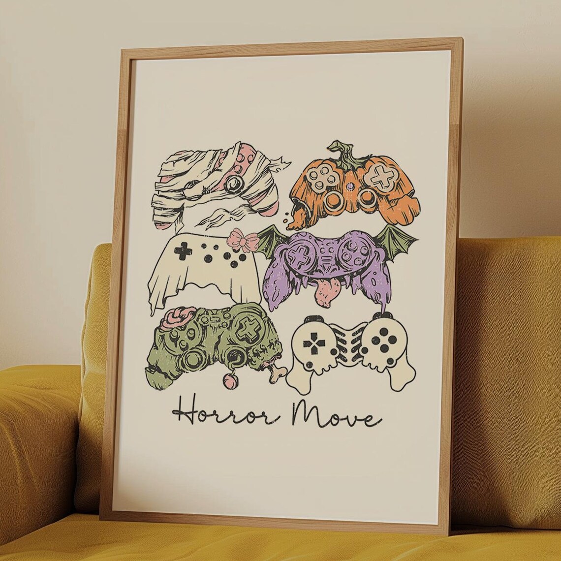 Retro Halloween Gaming Controller Funny Halloween Print Halloween Printables Cute Halloween Decor Quirky Halloween Art