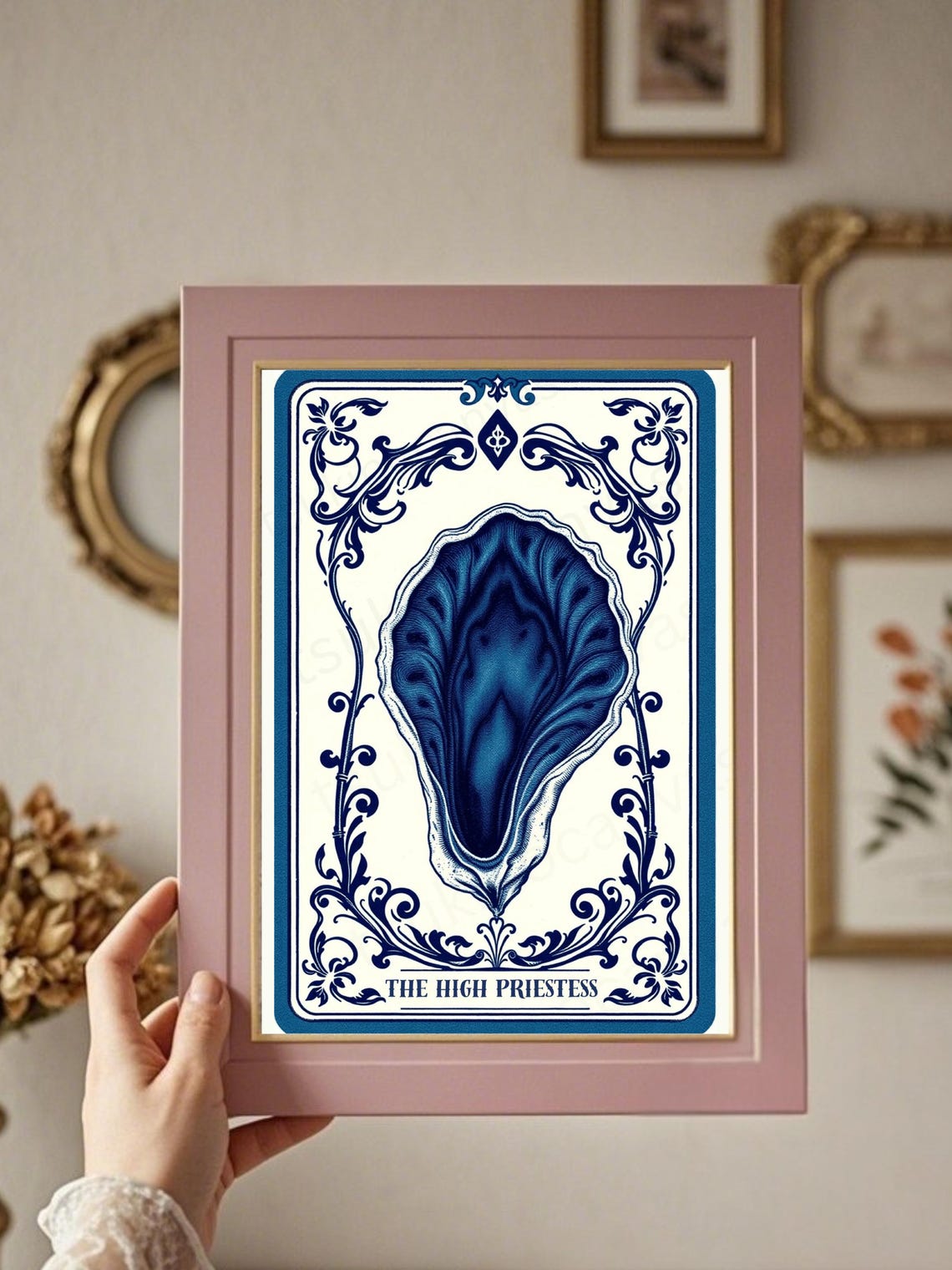 High Priestess Tarot Card Canvas Art Mystical Oyster Wall Decor