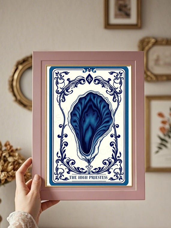 High Priestess Tarot Card Canvas Art Mystical Oyster Wall Decor