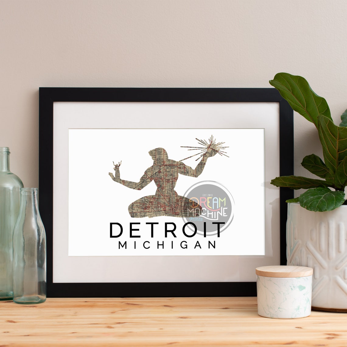 Detroit Print Detroit Skyline Detroit Art Detroit Poster Detroit Watercolor Detroit Art Print Detroit Map Detroit Wall Art