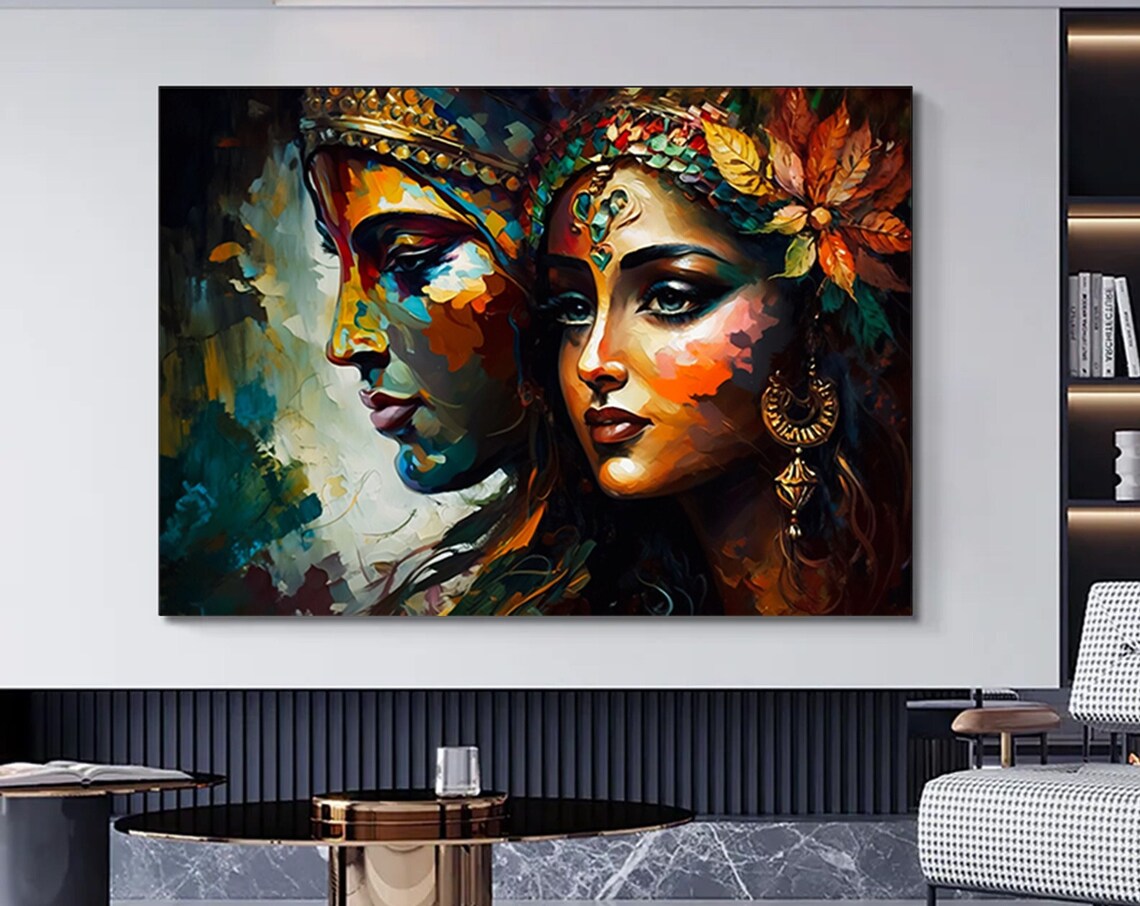 Radha Krishna Traditional India Art Print, Wall Decor