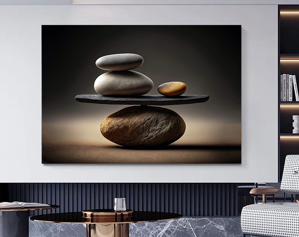 Balanced Zen Stones Stack Minimalist Meditation Calm Art Poster