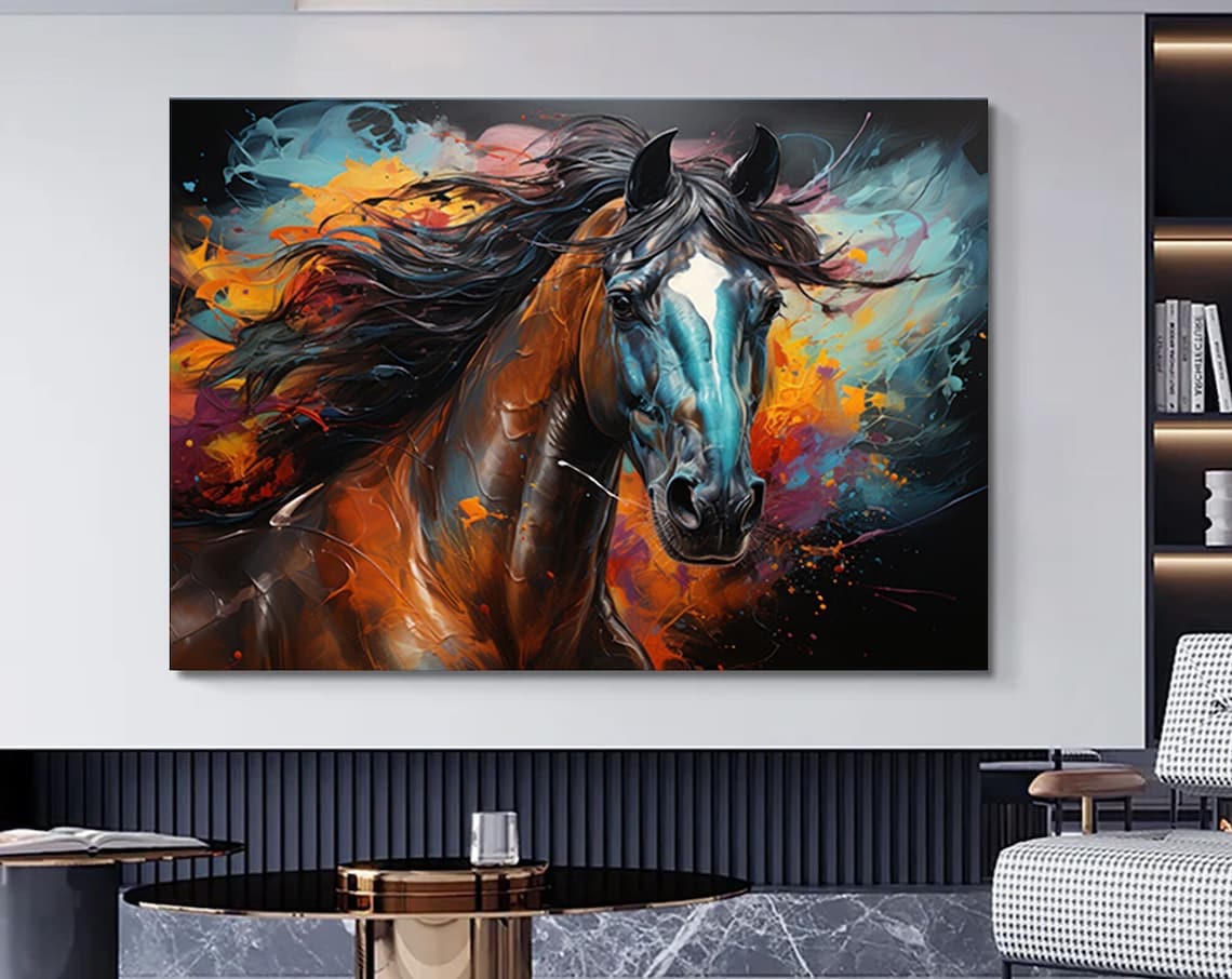 Horse Colorful Painting, Modern Wall Art Print