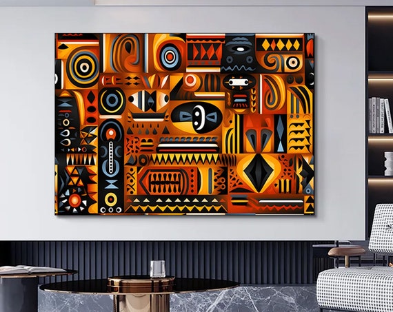 African Culture Wall Art Decor Symbol Canvas Painting Abstract Africa Gift