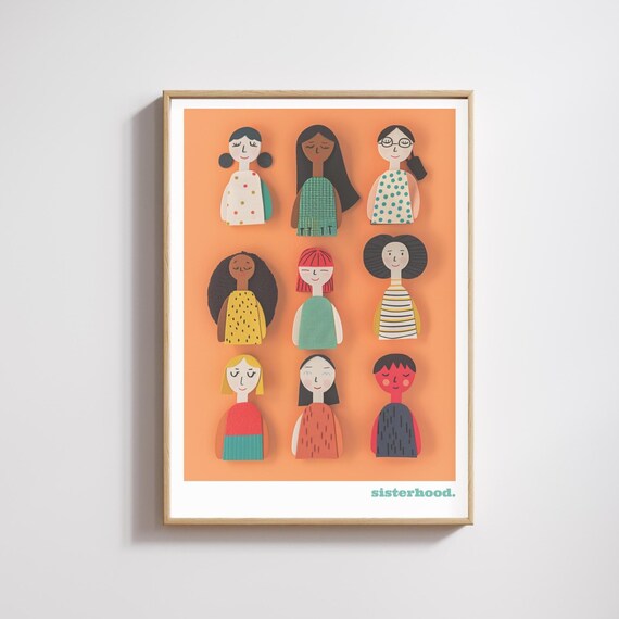 Sisterhood Women Folk Illustration Female Friendship Art Print