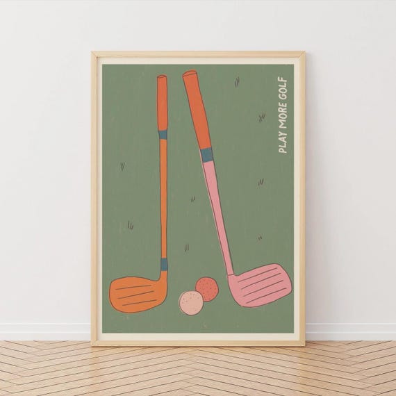 Play More Golf Art Print Abstract Illustrated Sports Poster