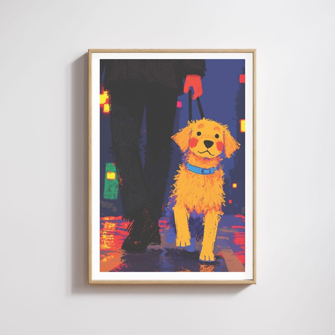 Golden Retriever Dog Walker Art Print