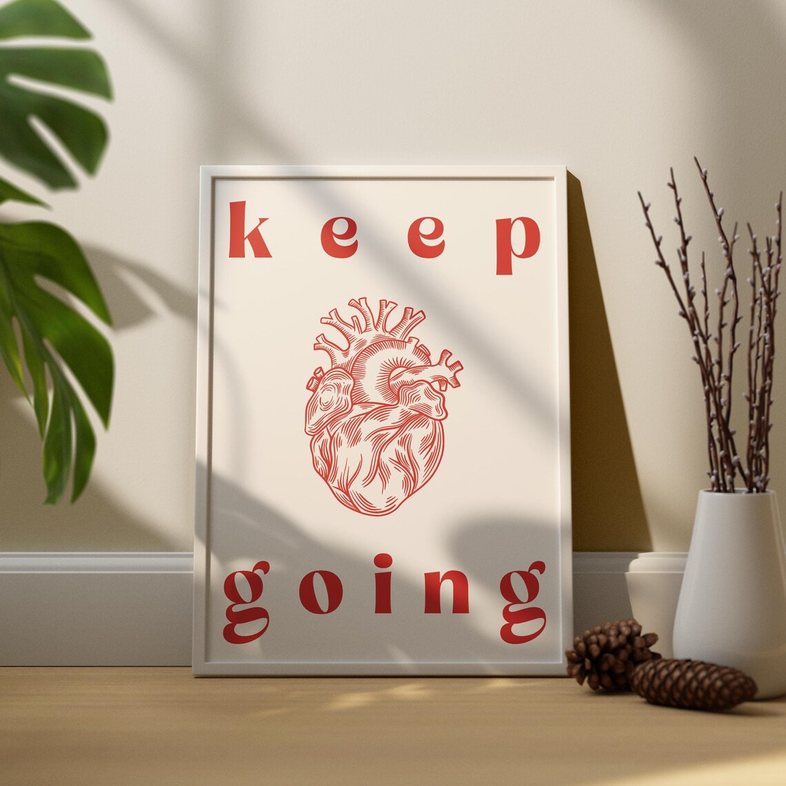 Heart Typography Motivational Quote, Keep Going