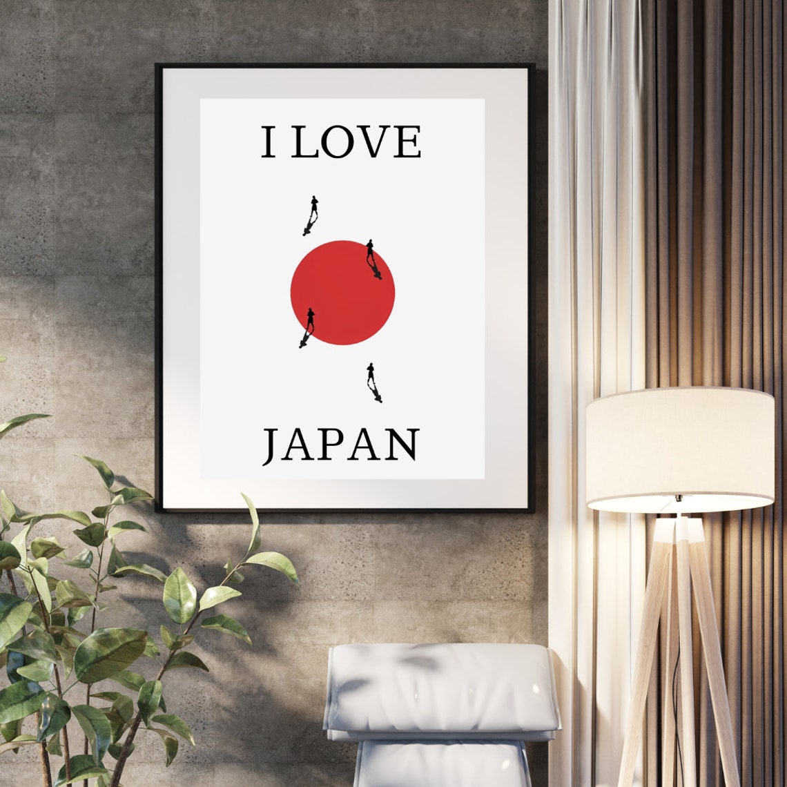 I Love Japan Minimalist Red Circle Sun Graphic Travel Art Poster - Image 3