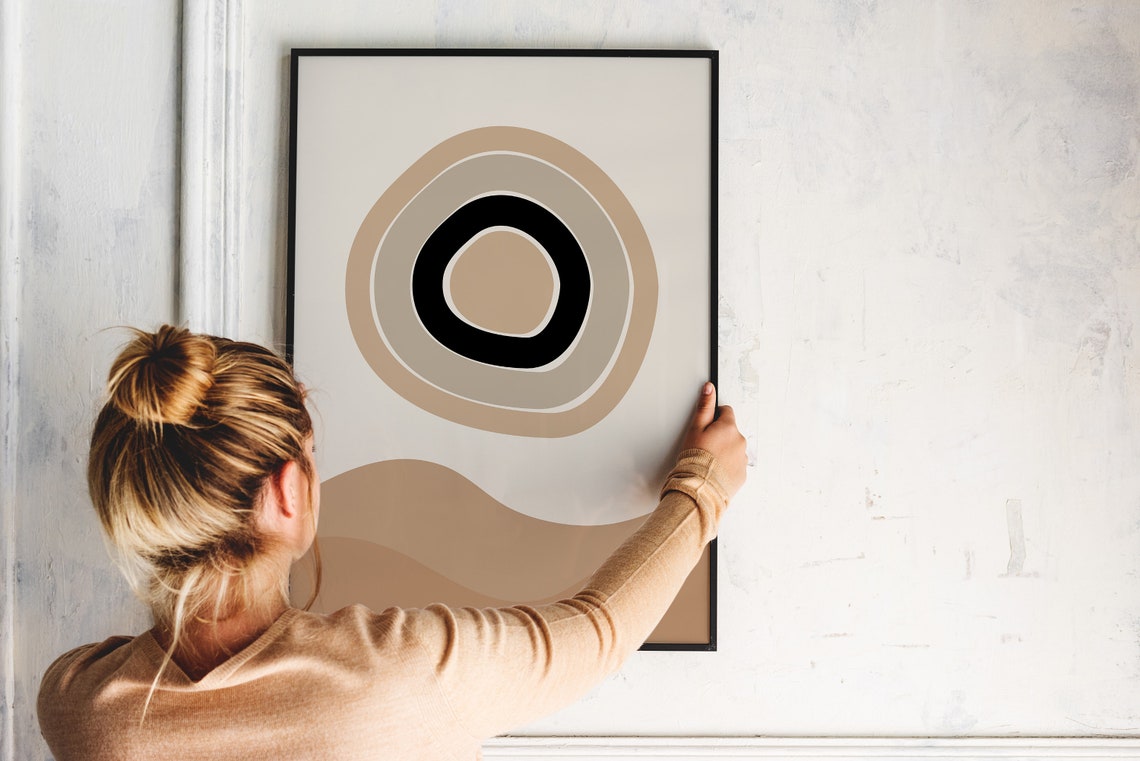 Abstract Modern Wall Art Print Boho Style Poster Boho Colour Print Boho Decor Beige Black Print Eclectic Prints - Image 4