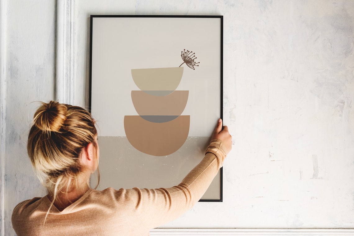Abstract Stacked Half Circles Neutral Geometric Minimal Poster - Image 4