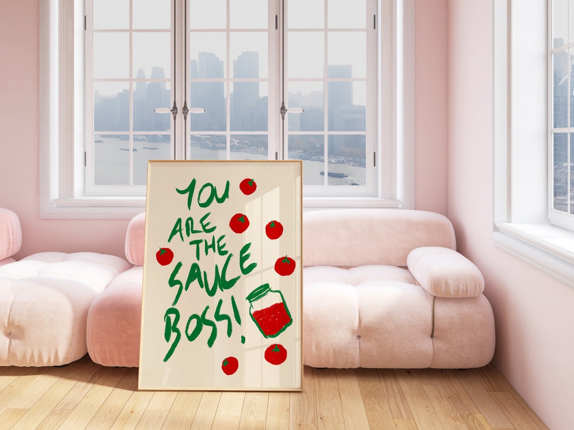 You Are the Sauce Boss Funny Red Tomato Kitchen Wall Art Decor - Image 2