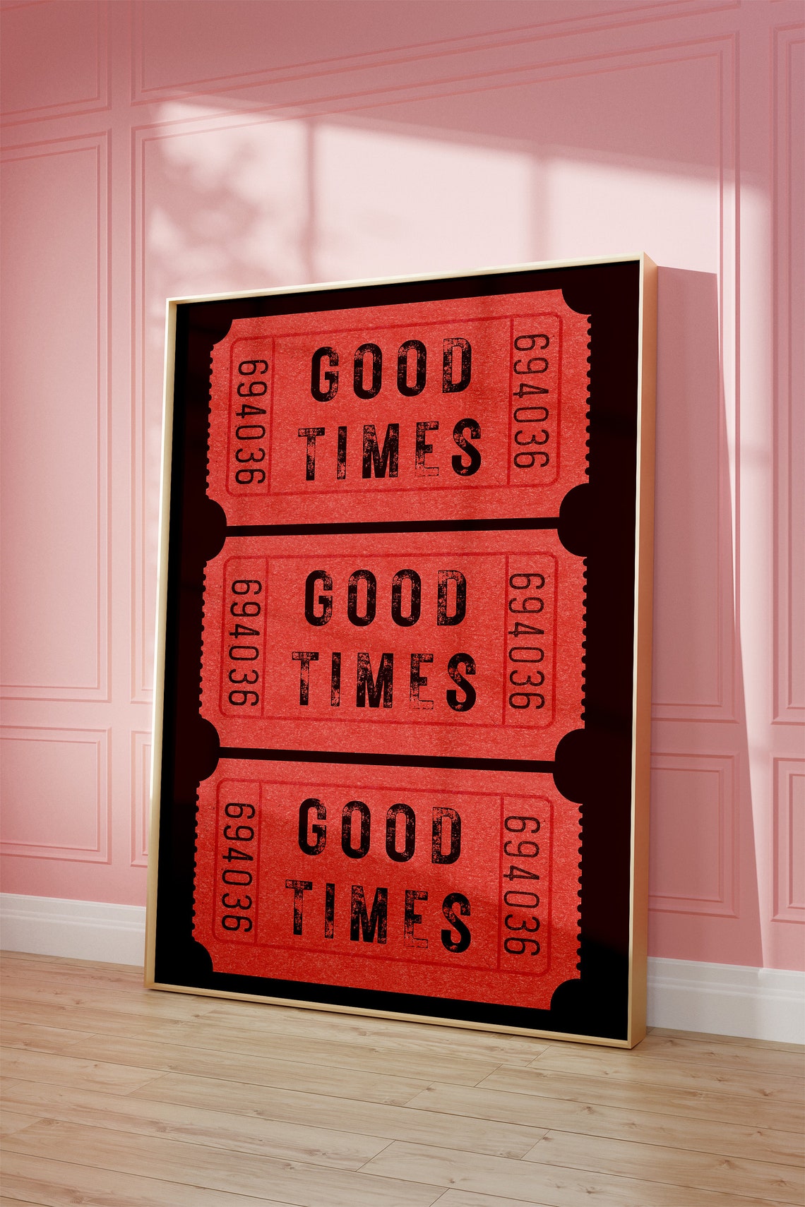 Good Times Red Vintage Cinema Ticket Stack Decorative Wall Art - Image 3