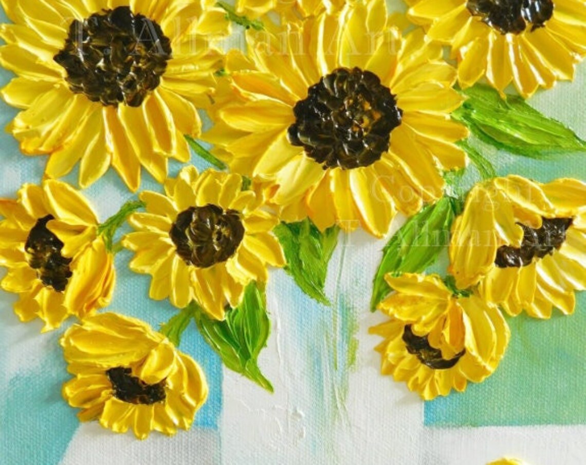 Custom Sunflower Oil Painting, Impasto Art Print - Image 5