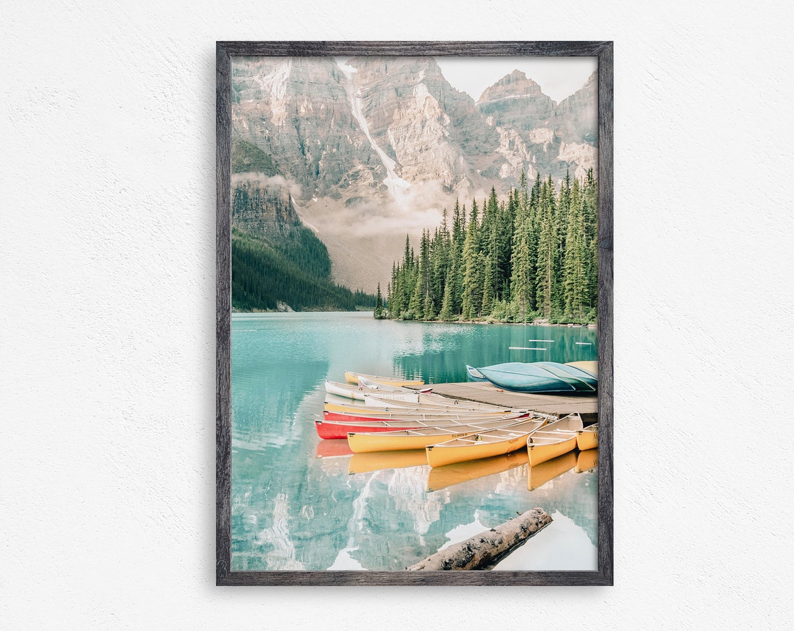 Lakeside Canoe Rustic Wall Decor Cabin Print Lodge Print Modern Cabin Art Lake Canoe