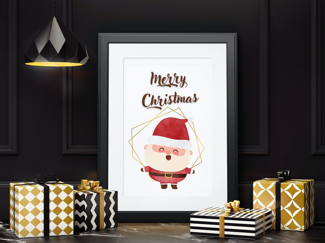 Merry Christmas Cute Smiling Santa Claus Holiday Decor Poster - Image 3