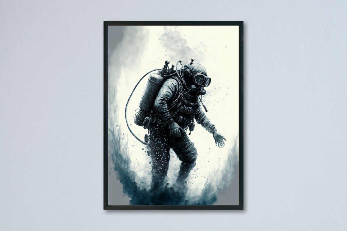 Scuba Diving Ocean Wall Art Print, Ocean Decor