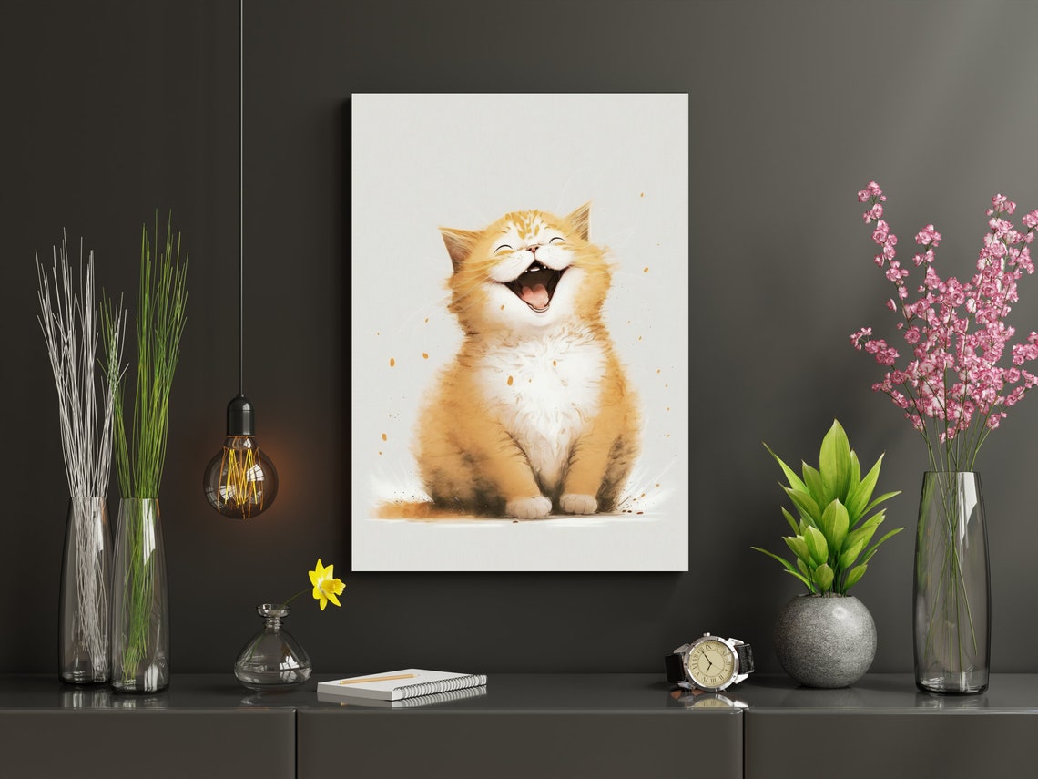 Positive Laughing Cat Wall Art Print Funny Printable Gift Wall Decor Happy Cat Print Printable Wall Art Instant - Image 2