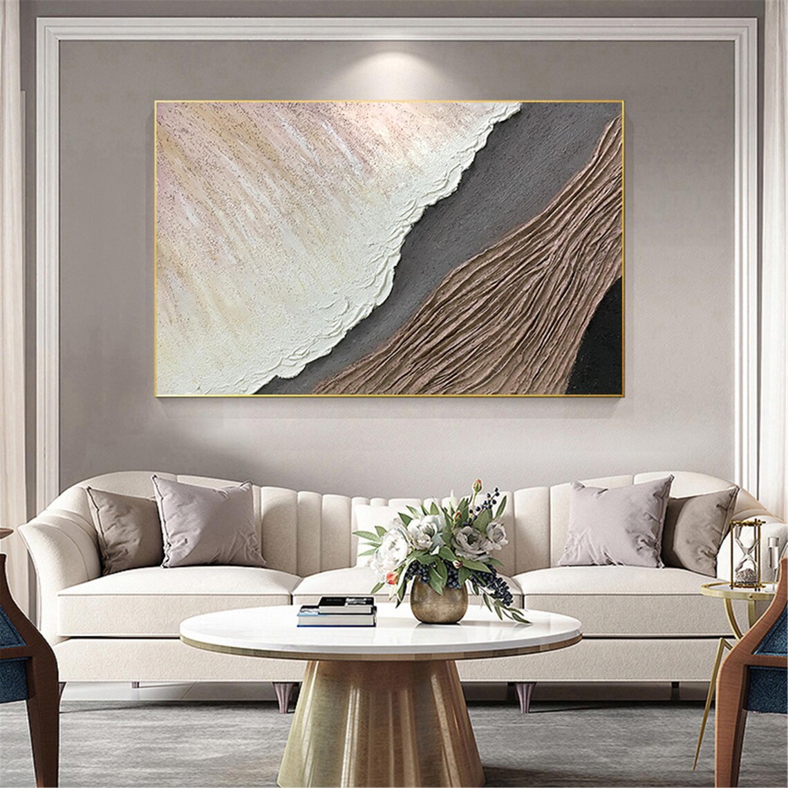 Brown Abstract Ocean Wall Art, Wabi Sabi Print - Image 2