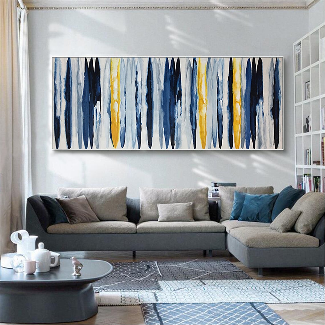 Abstract Navy Blue Minimalist Art Print for Living Room - Image 4