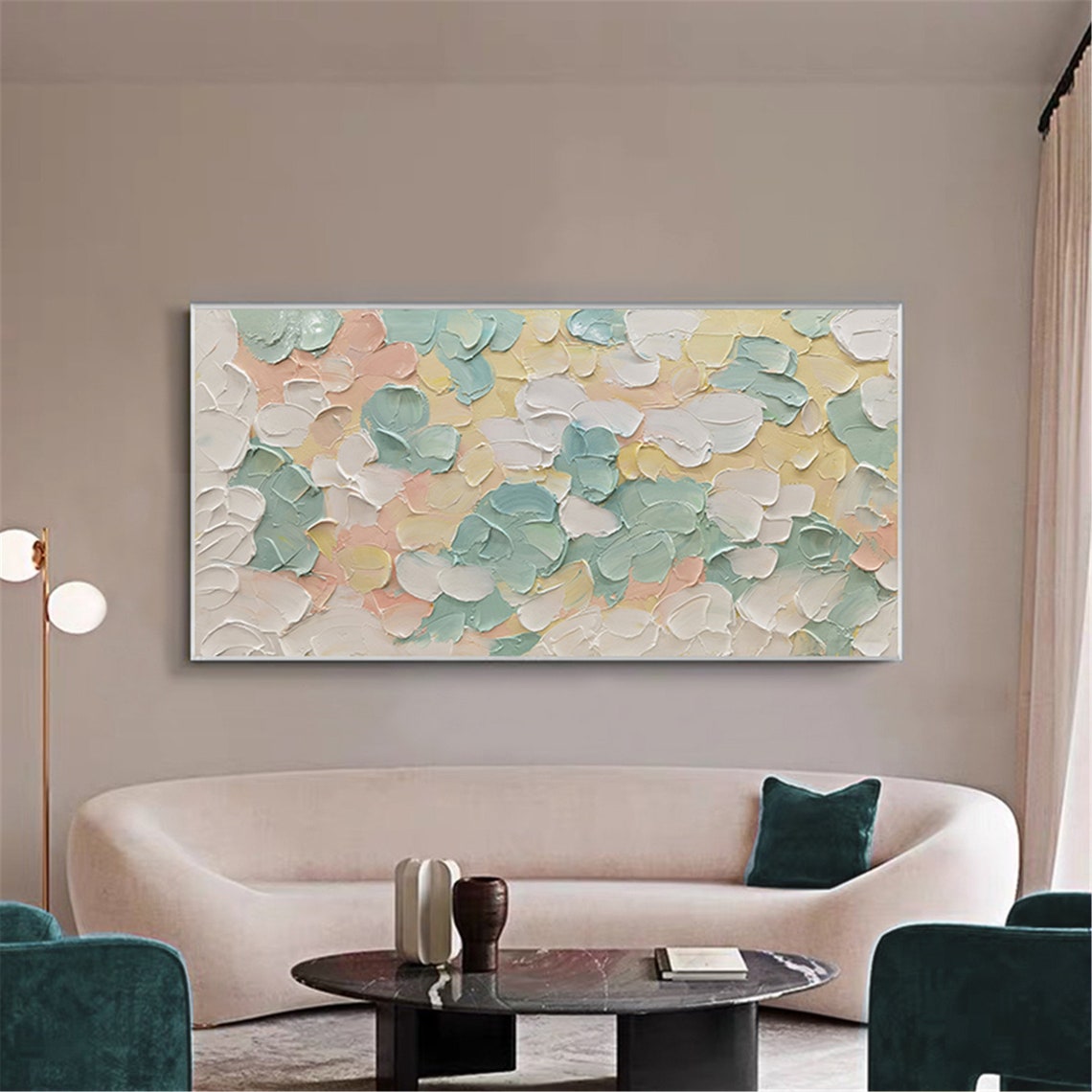 Pastel Petal Dabs Sage Blush Cream Abstract Texture Wall Art Poster - Image 4