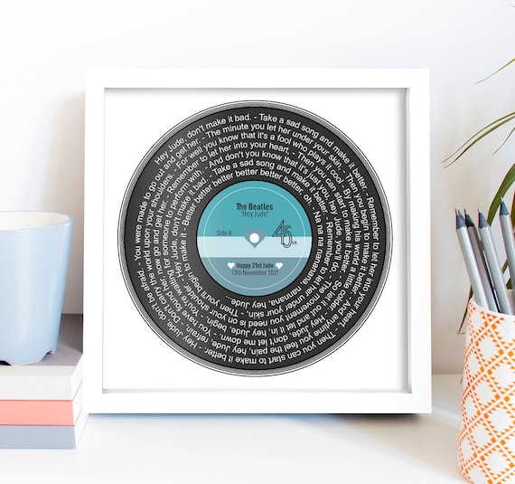 The Beatles Hey Jude Song Lyrics Vinyl Record Artwork Poster