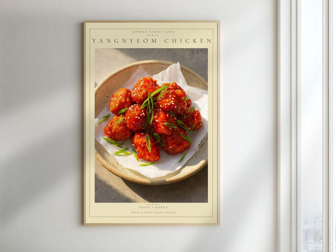 Yangnyeom Chicken Korean Street Food Seoul Korea Vintage Poster