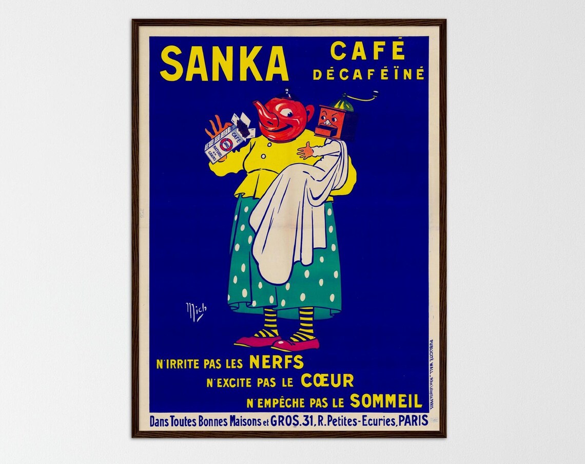 Vintage Coffee Print Advertisement, Retro Kitchen Decor