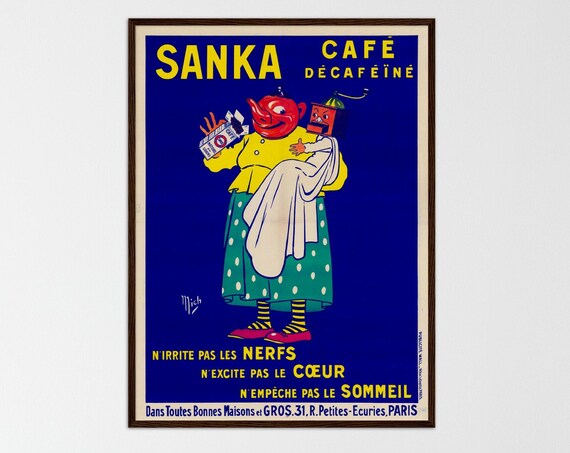 Vintage Coffee Print Advertisement, Retro Kitchen Decor