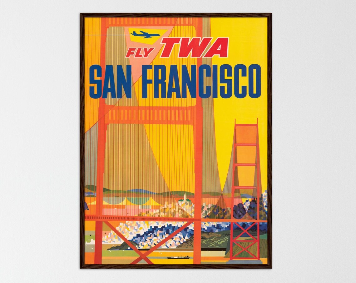 California Retro Travel Poster, Vintage Coastal Decor