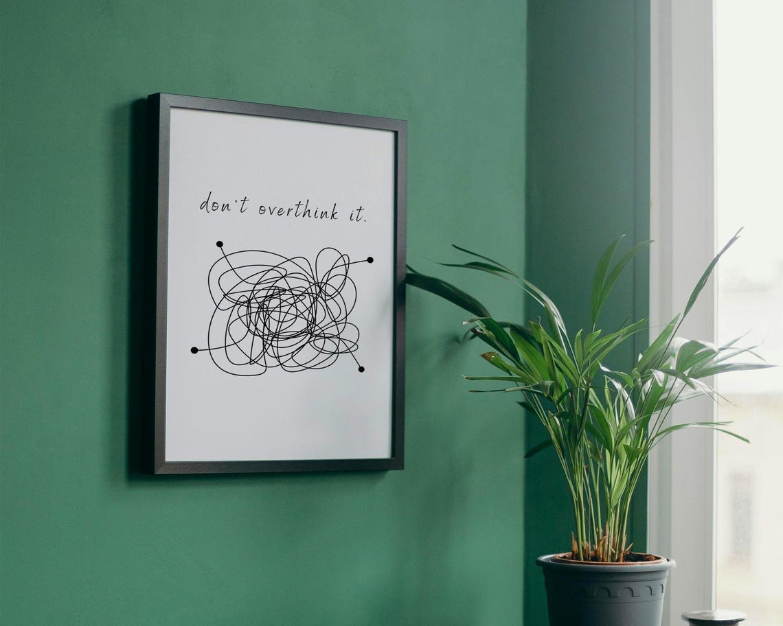 Dont Overthink It Script Quote Minimalist Scribble Line Poster - Image 3