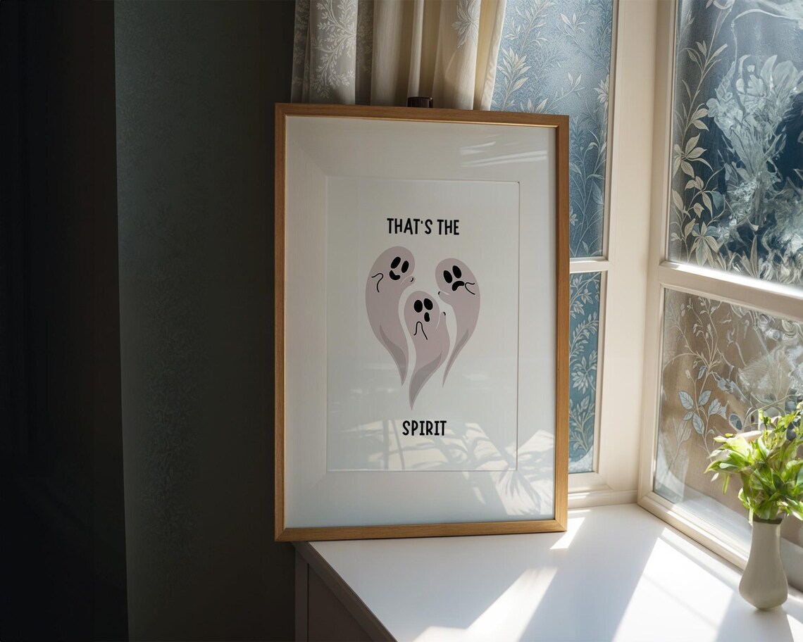 That's the Spirit Cute Ghost Trio Sweet Halloween Art Poster - Image 2