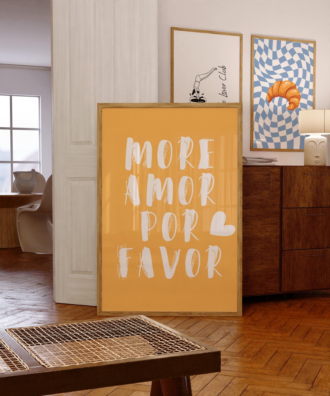 More Amor Por Favor Yellow Spanish Love Brush Letter Quote Poster