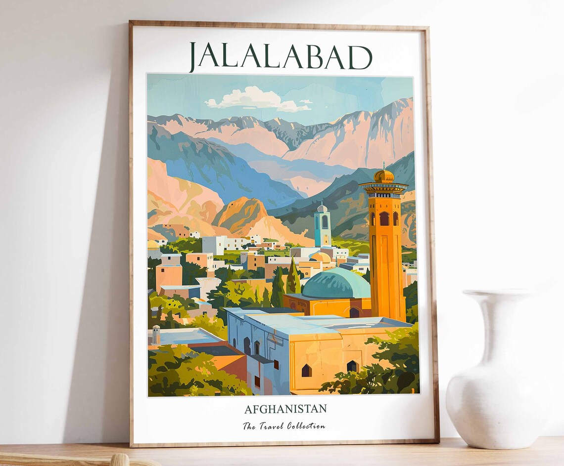 Jalalabad Afghanistan Mountain City Travel Poster Vintage Collection