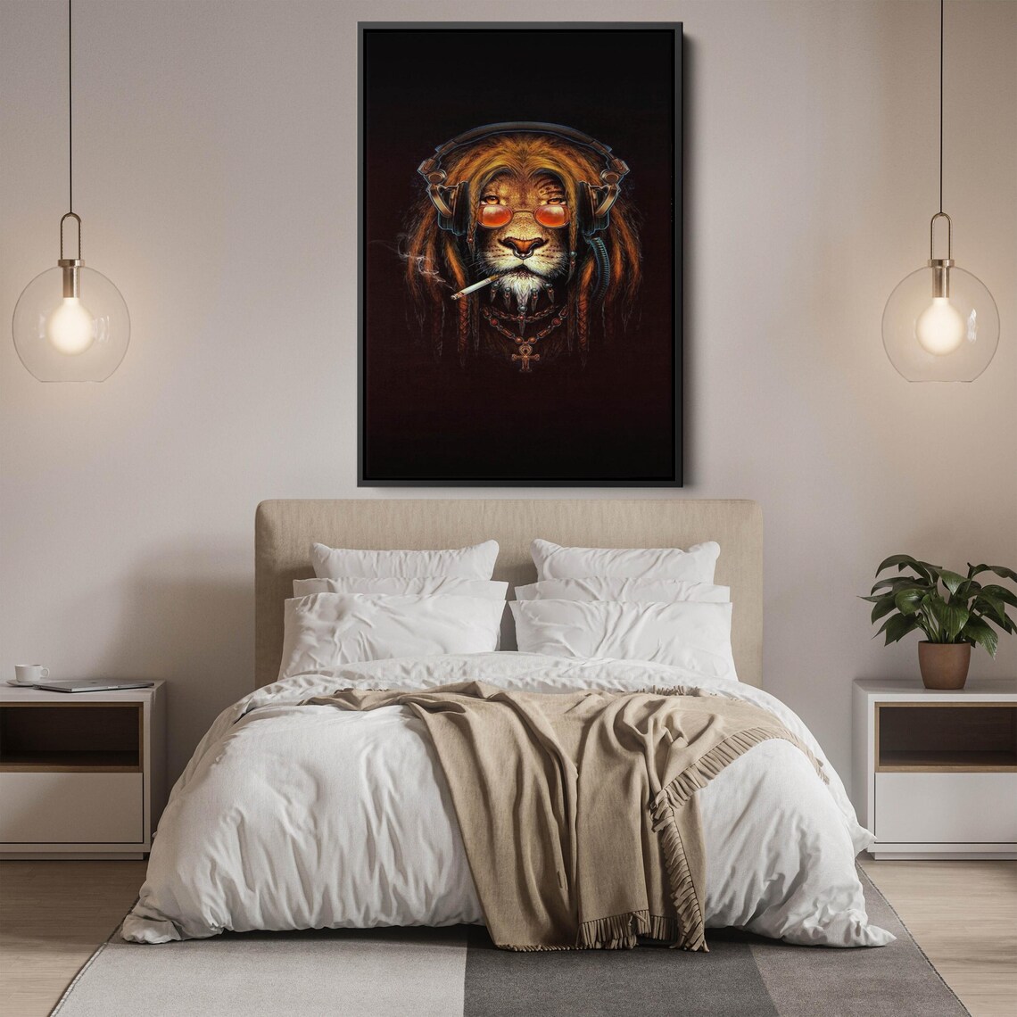 Cool Rasta Lion With Headphones and Sunglasses Funny Animal Poster - Image 2