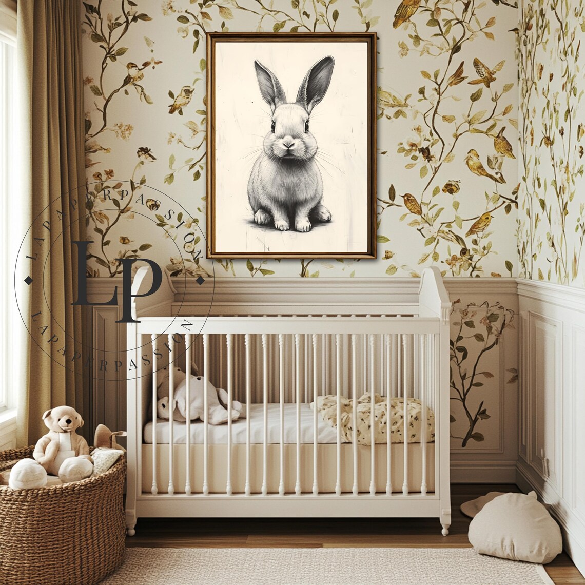 Vintage Easter Bunny Poster, Rustic Farmhouse Decor - Image 2