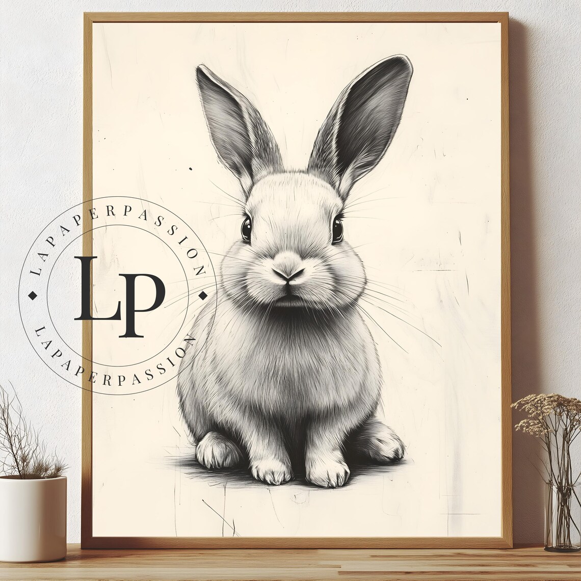 Vintage Easter Bunny Poster, Rustic Farmhouse Decor - Image 3