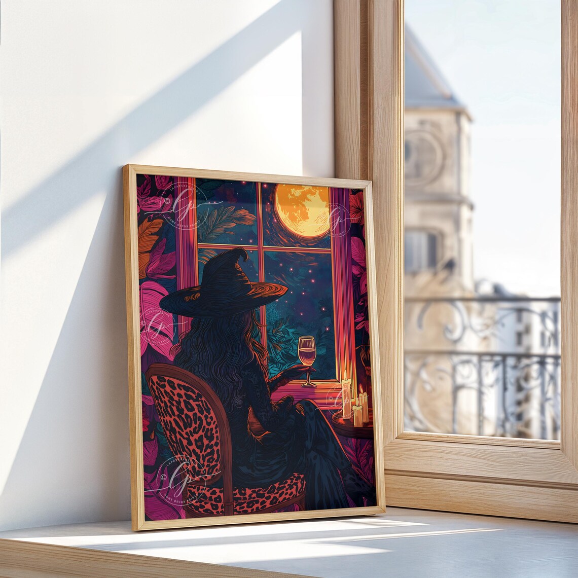 Witch In The Full Moon, Halloween Art Print - Image 2