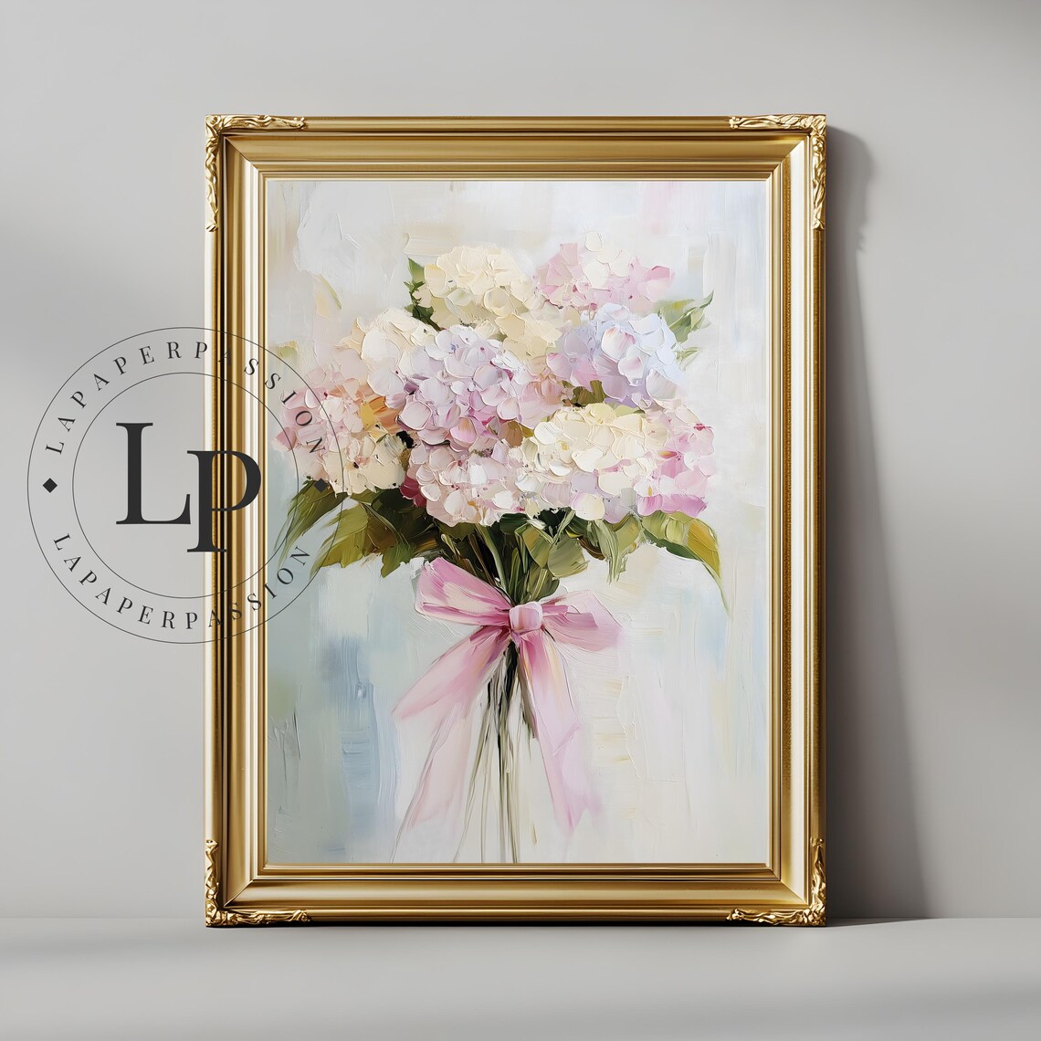Hydrangea Floral Bouquet, Pastel Exhibition Poster - Image 3
