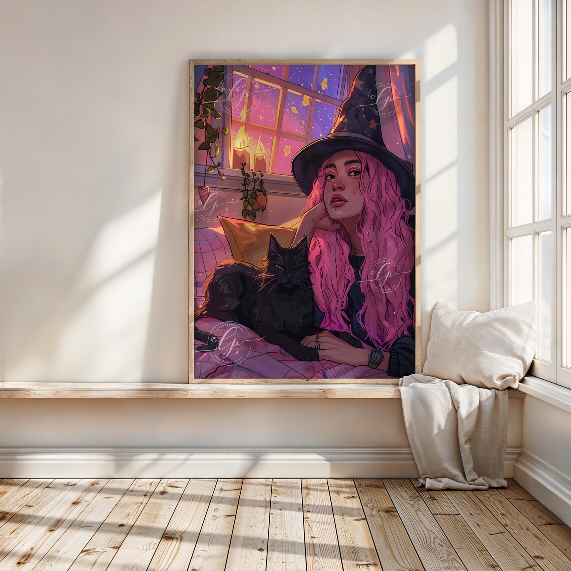 Pink Witch Poster, Modern Halloween Decor - Image 3