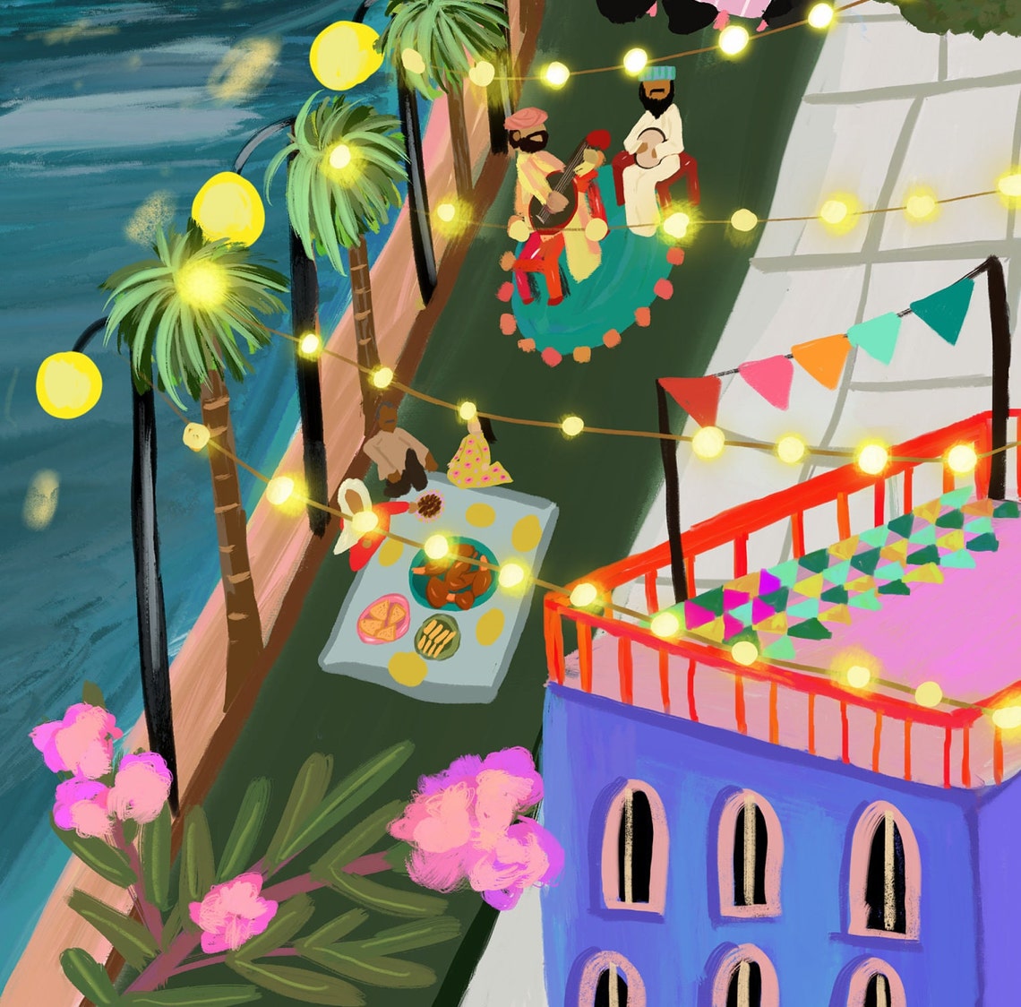 Eid In Marrakech Night Market Lanterns Lights Crescent Moon Poster - Image 4