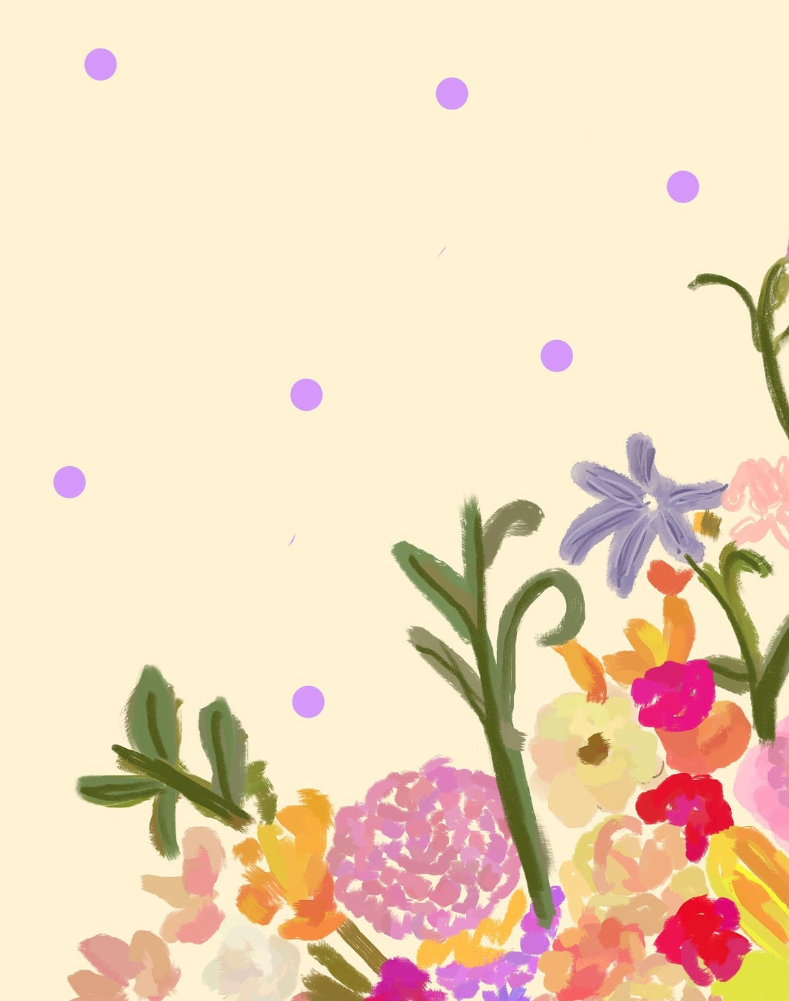 Colorful Hand Drawn Flower Vase Maximalist Botanical Wall Art - Image 2