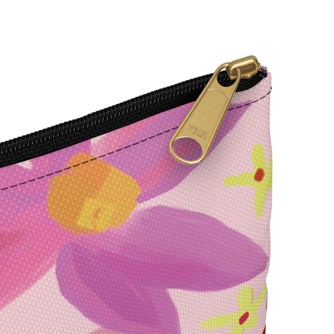 Pink Floral Botanical Zipper Pouch Cosmetic Bag Flower Print - Image 4