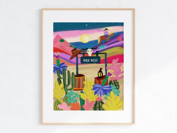Southwestern Decor Print Cowboy Hat Rodeo Poster Colourful Boho Southwestern Living Rooms Cowboy Boys Room Decor