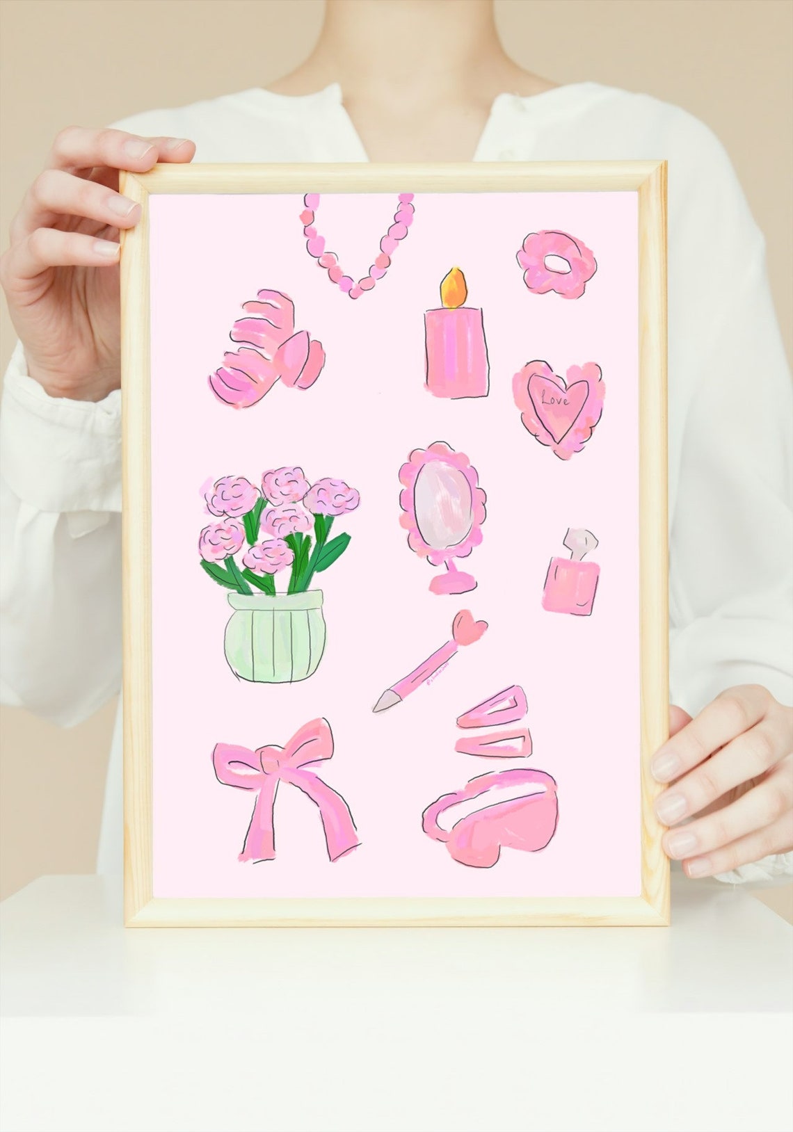 Pink Coquette Preppy Icons Collage Dorm Room Decor Art Poster - Image 4